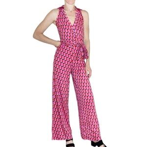 NWT Diane Von Furstenberg For Target Pink Geometric Printed Collard Jumpsuit